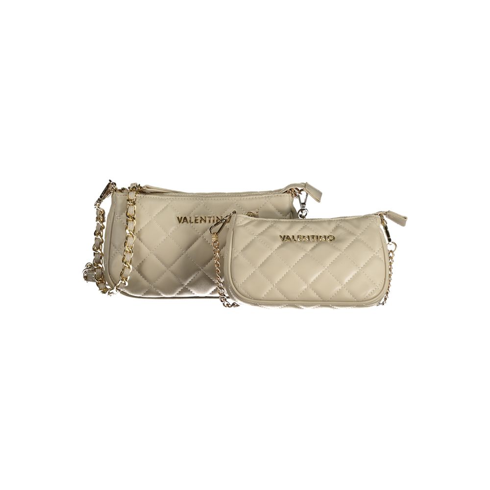 Mario Valentino White Faux Leather Handbag with Chic Detailing