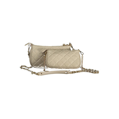 Mario Valentino White Faux Leather Handbag with Chic Detailing