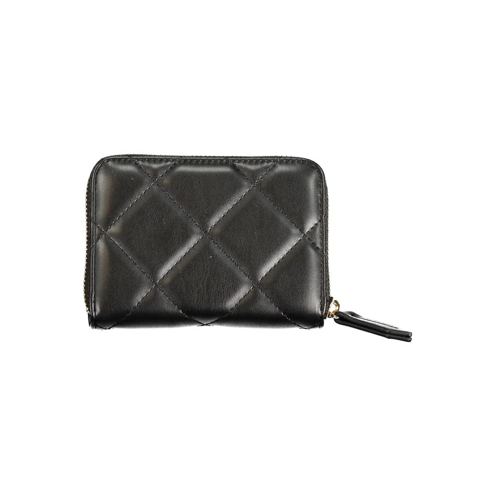 Mario Valentino Black Faux Leather Wallet with Contrast Detail