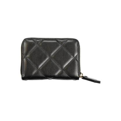 Mario Valentino Black Faux Leather Wallet with Contrast Detail