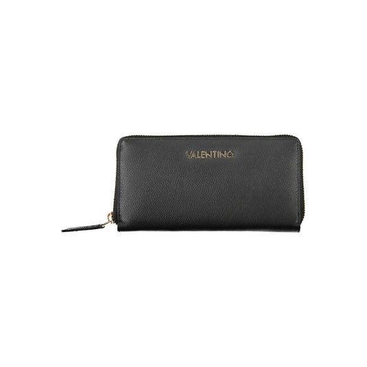 Valentino Bags Black Faux Leather Wallet with Zip Closure