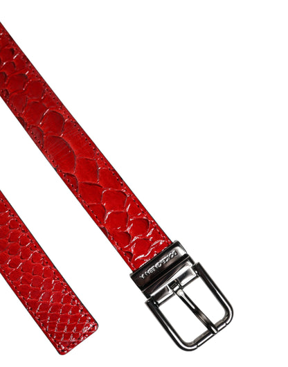 Dolce & Gabbana Red Exotic Leather Brass Buckle Belt