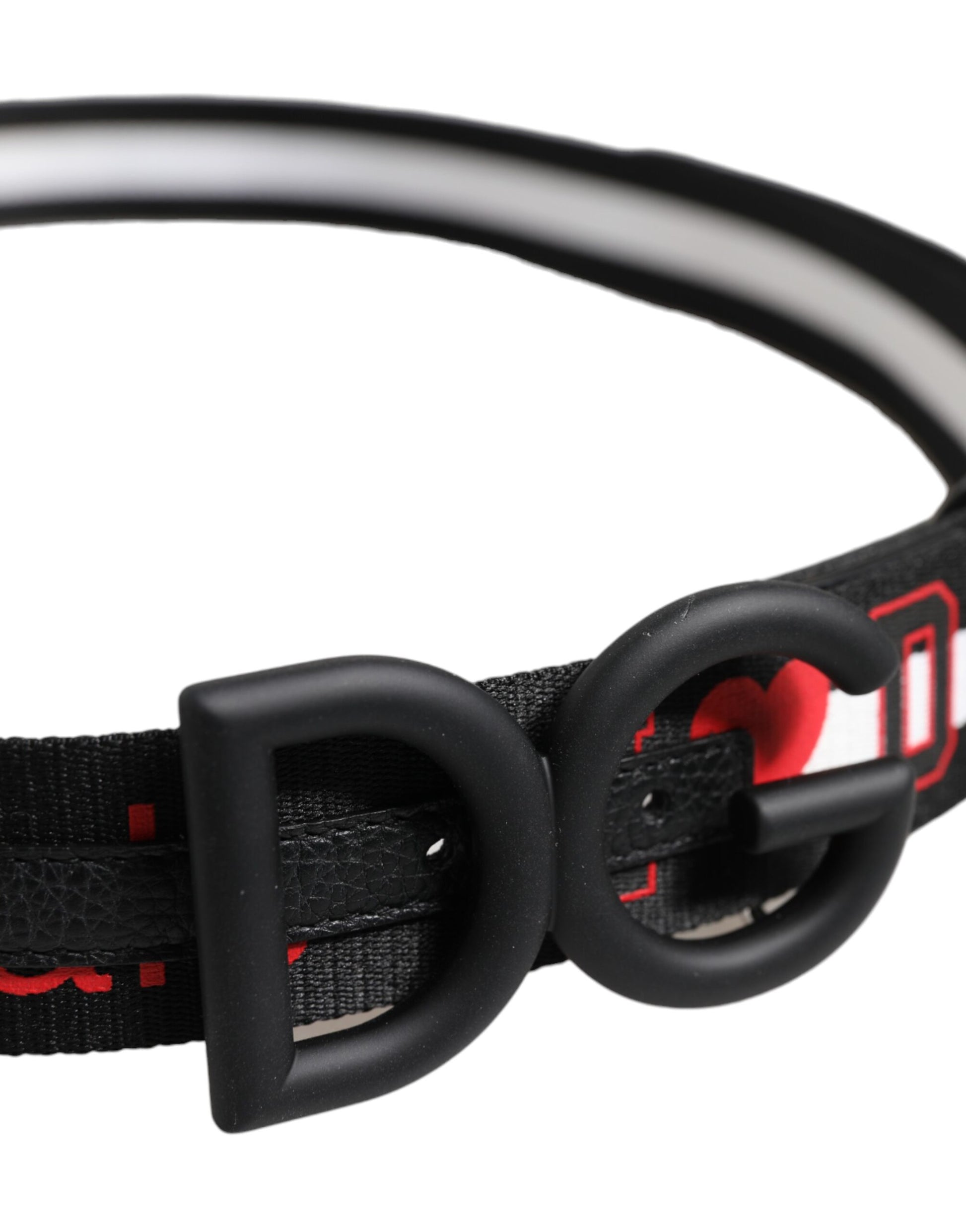 Dolce & Gabbana Black Logo Print DG Buckle Belt