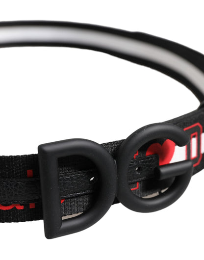 Dolce & Gabbana Black Logo Print DG Buckle Belt