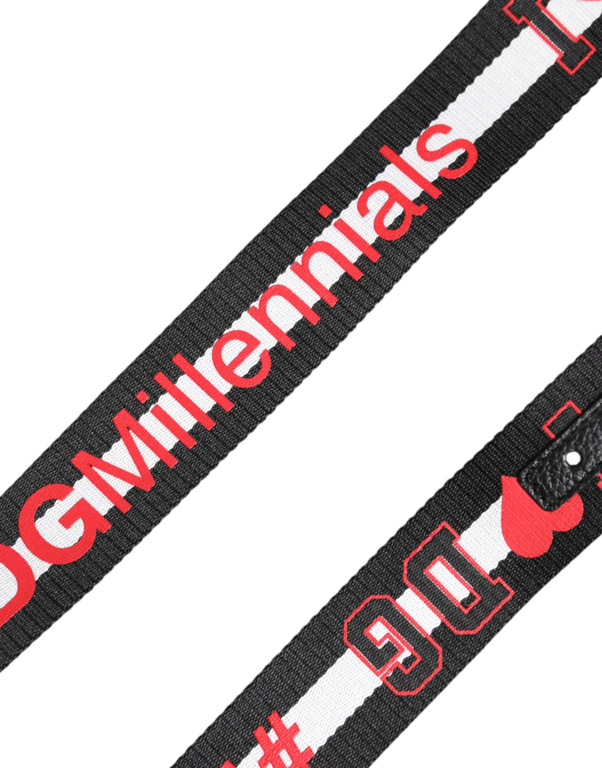 Dolce & Gabbana Black Logo Print DG Buckle Belt