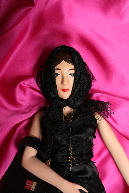 Dolce & Gabbana Black Dress Ceramic Porcelain Fashion Leather Sicily Doll - ROSA nr 138/200