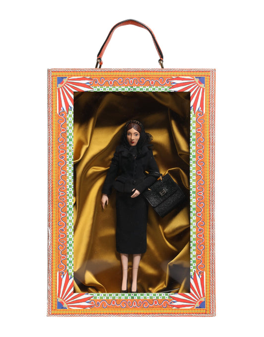 Dolce & Gabbana Black Dress Ceramic Porcelain Fashion Leather Sicily Doll