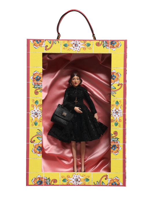 Dolce & Gabbana Black Dress Ceramic Porcelain Fashion Leather Sicily Doll - CARMELA