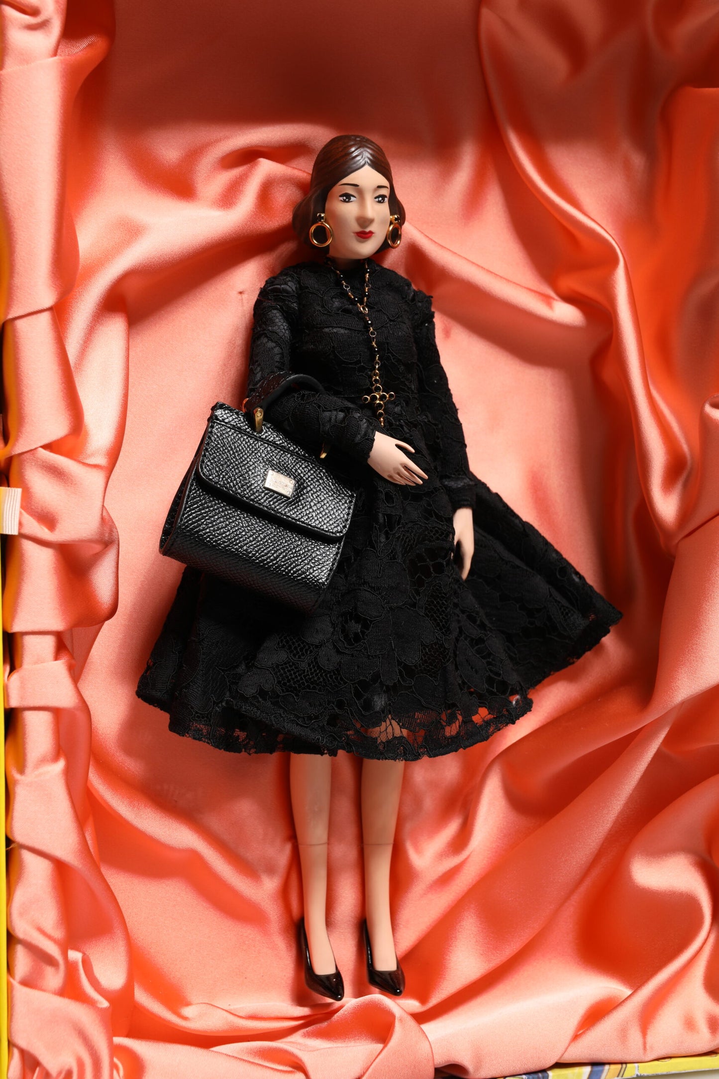 Dolce & Gabbana Black Dress Ceramic Porcelain Fashion Leather Sicily Dolls - CARMELA nr 160/200