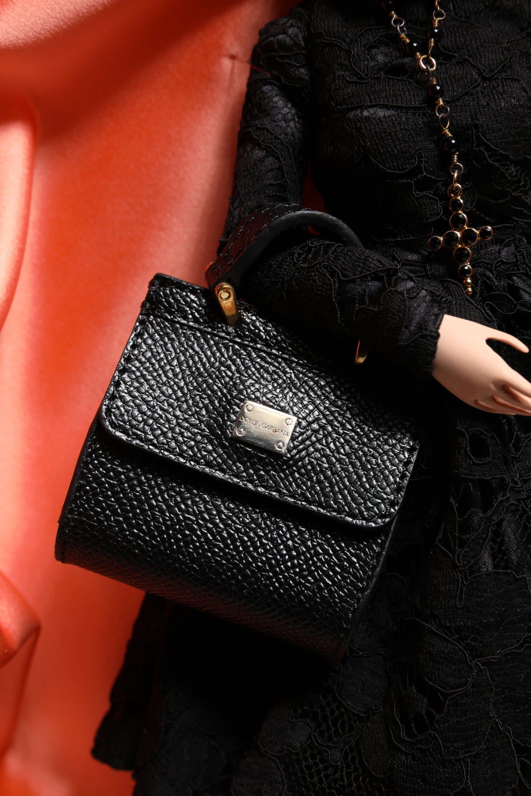 Dolce & Gabbana Black Dress Ceramic Porcelain Fashion Leather Sicily Dolls - CARMELA nr 160/200