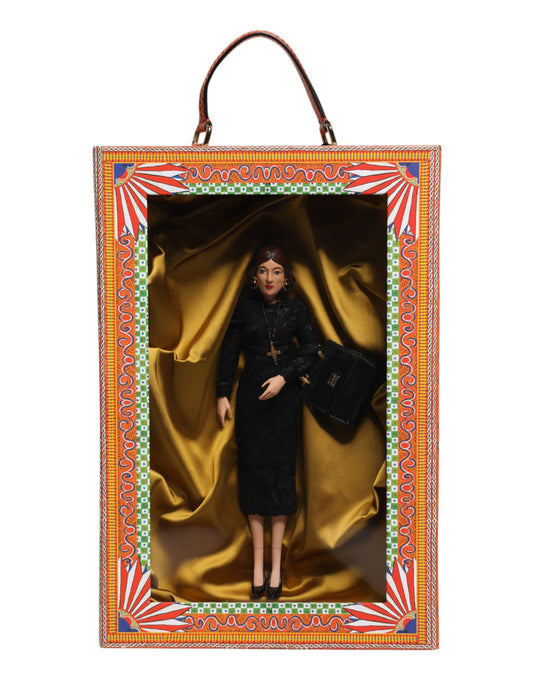 Dolce & Gabbana Black Dress Ceramic Porcelain Fashion Leather Sicily Doll