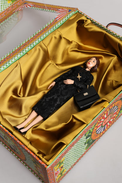 Dolce & Gabbana Black Dress Ceramic Porcelain Fashion Leather Sicily Doll