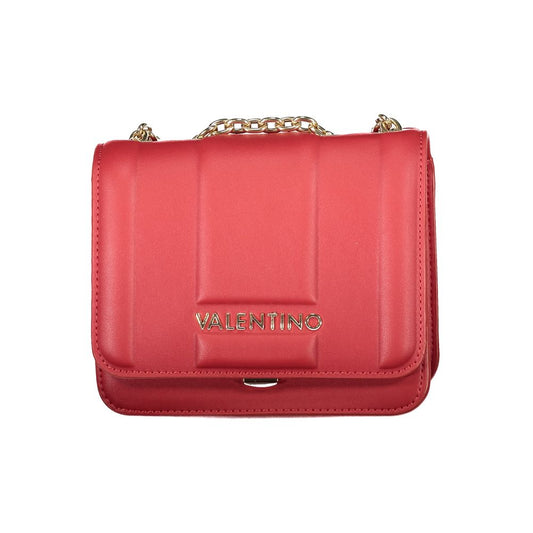 Mario Valentino Red Smooth Leather Handbag with Chain Detail