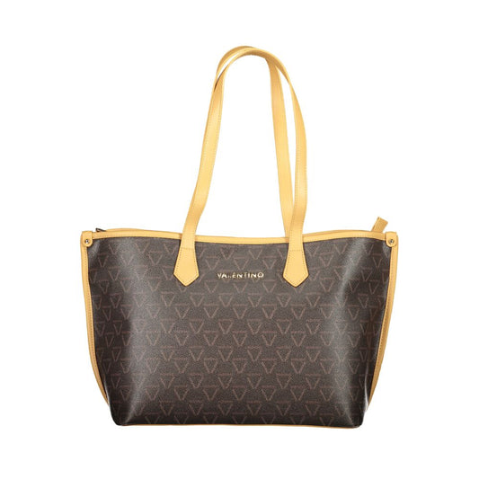 Mario Valentino Brown Leather Effect Handbag with Contrasting Details