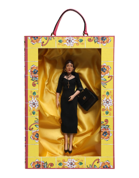 Dolce & Gabbana Black Dress Ceramic Porcelain Fashion Leather Sicily Doll