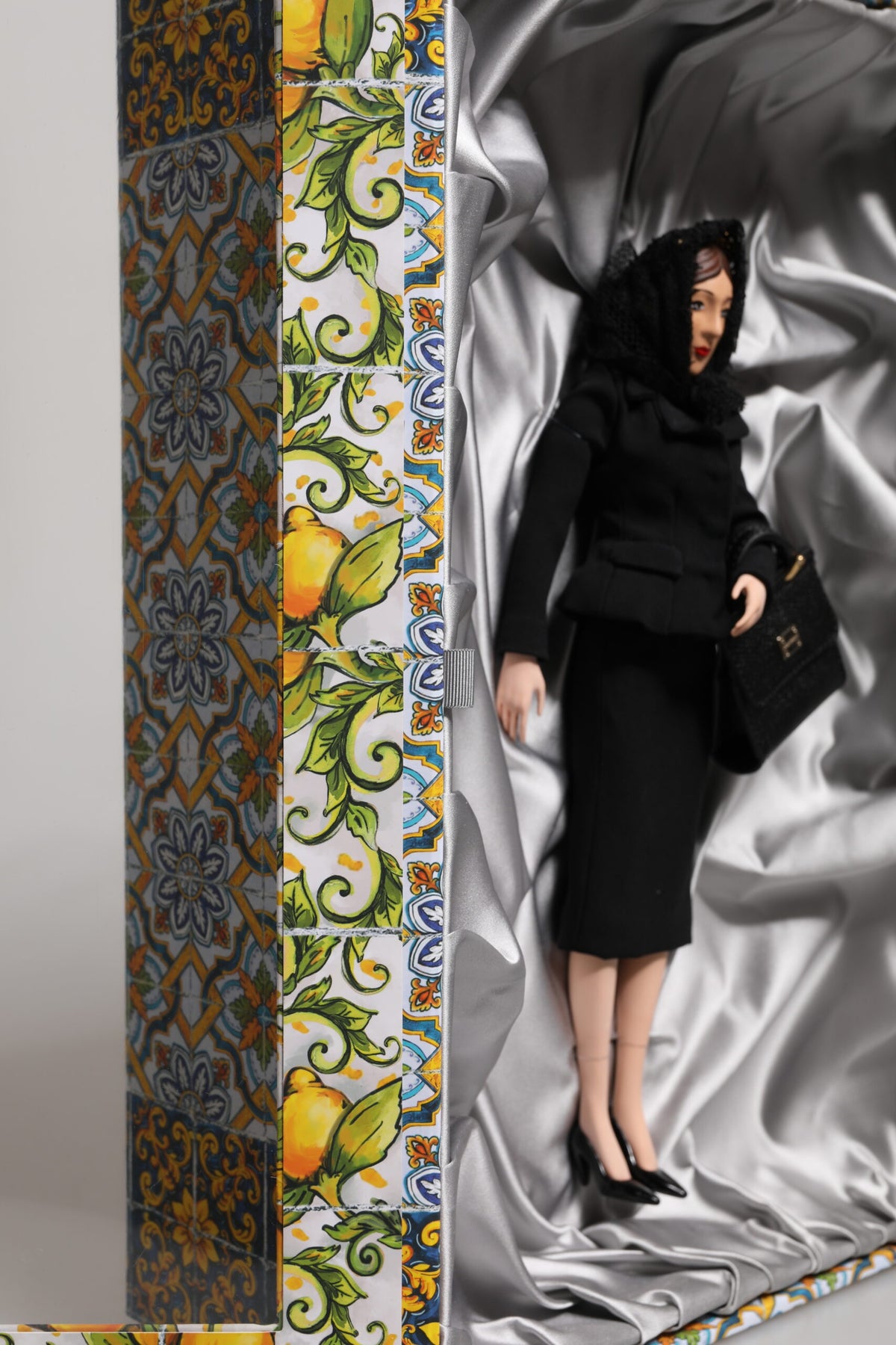 Dolce & Gabbana Black Dress Ceramic Porcelain Fashion Leather Sicily Dolls - MARIA