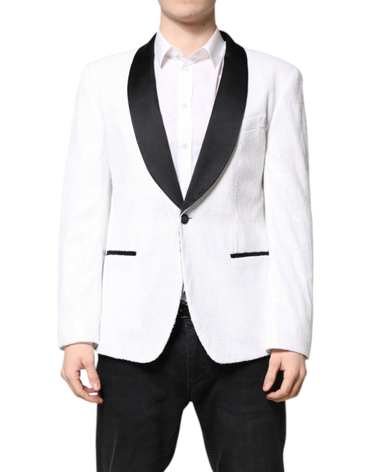 Dolce & Gabbana White Nylon Single Breasted Blazer Coat