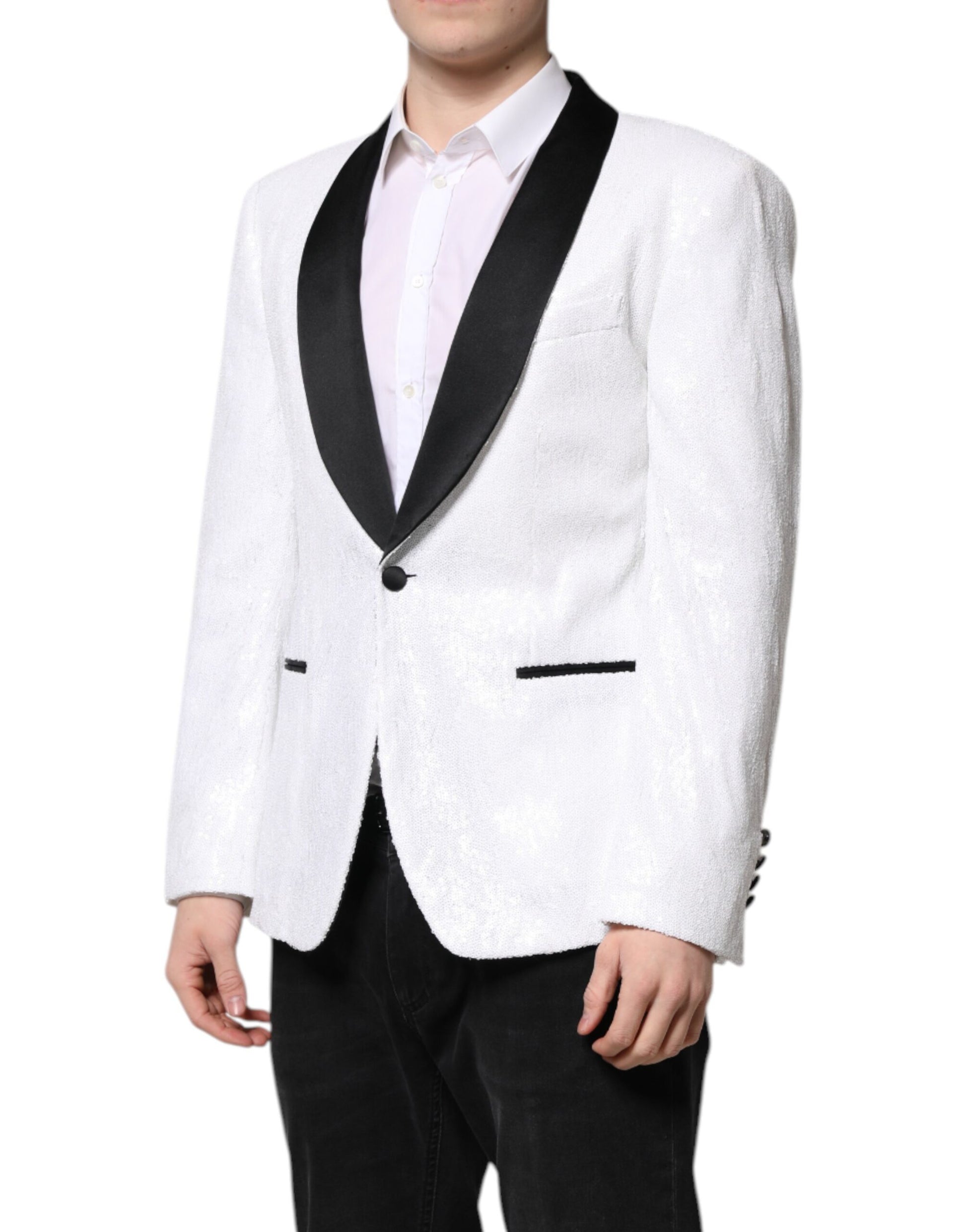 Dolce & Gabbana White Nylon Single Breasted Blazer Coat