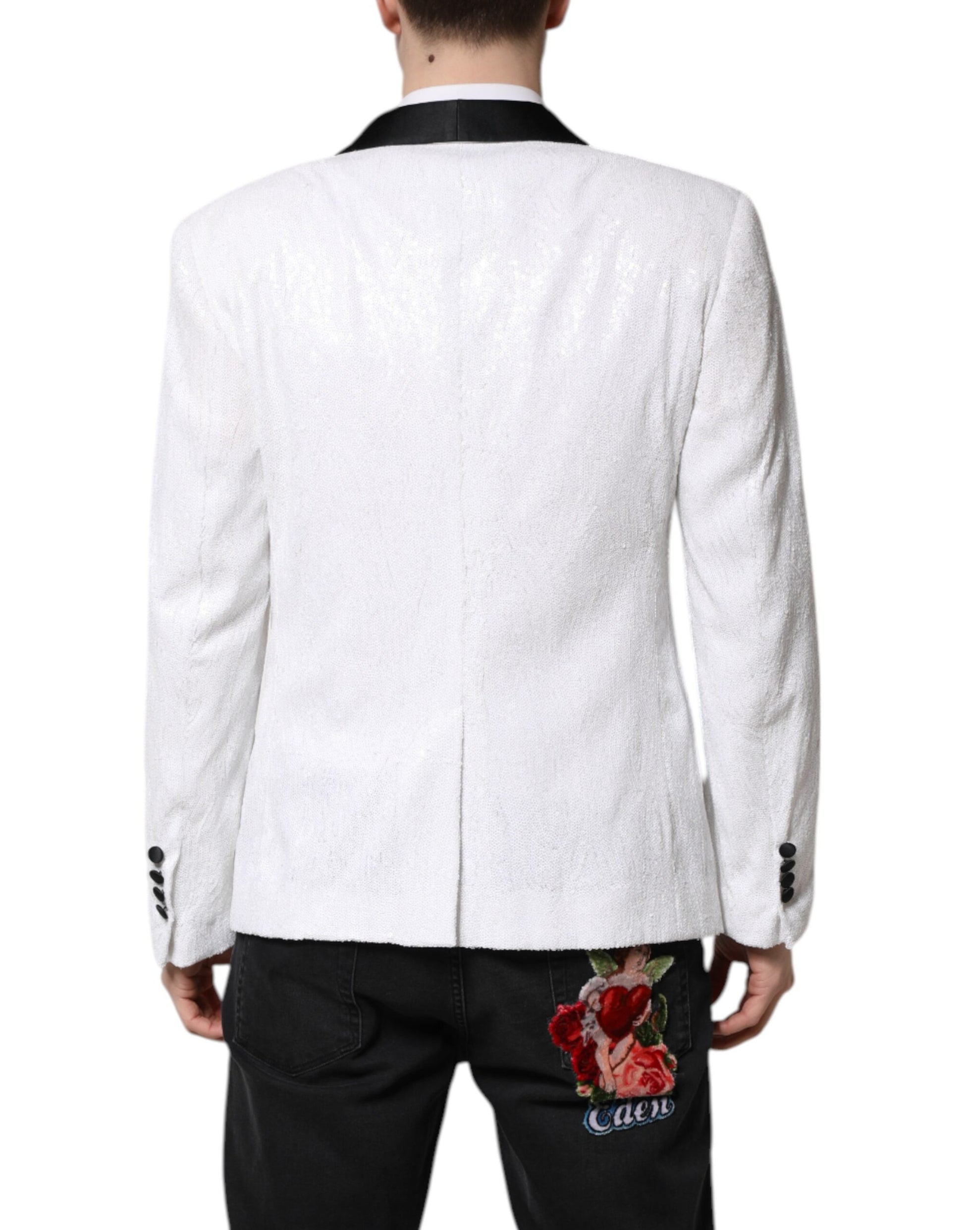 Dolce & Gabbana White Nylon Single Breasted Blazer Coat
