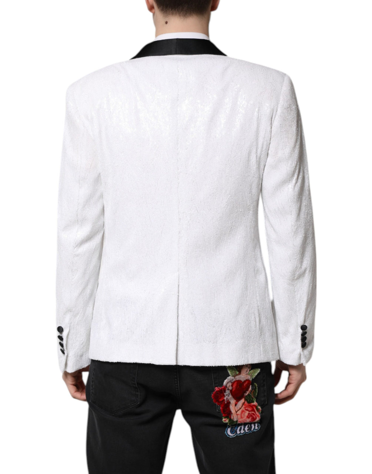 Dolce & Gabbana White Nylon Single Breasted Blazer Coat
