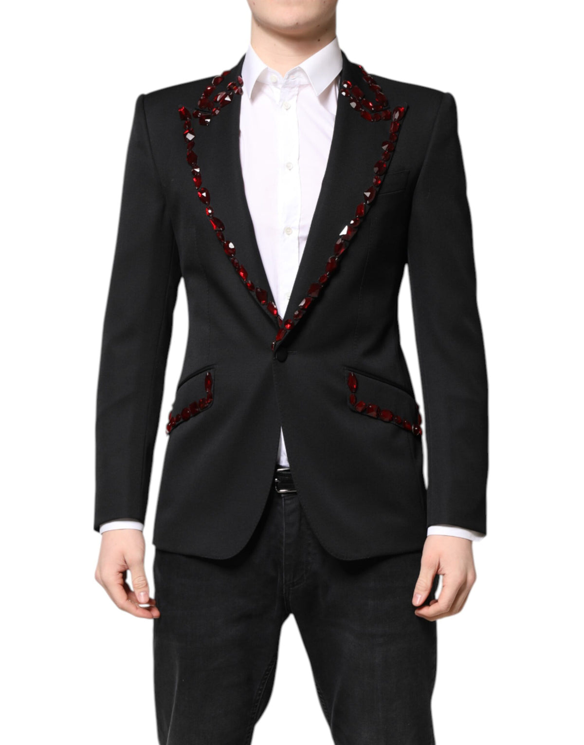 Dolce & Gabbana Black SICILIA Crystal-Embellished Coat Blazer