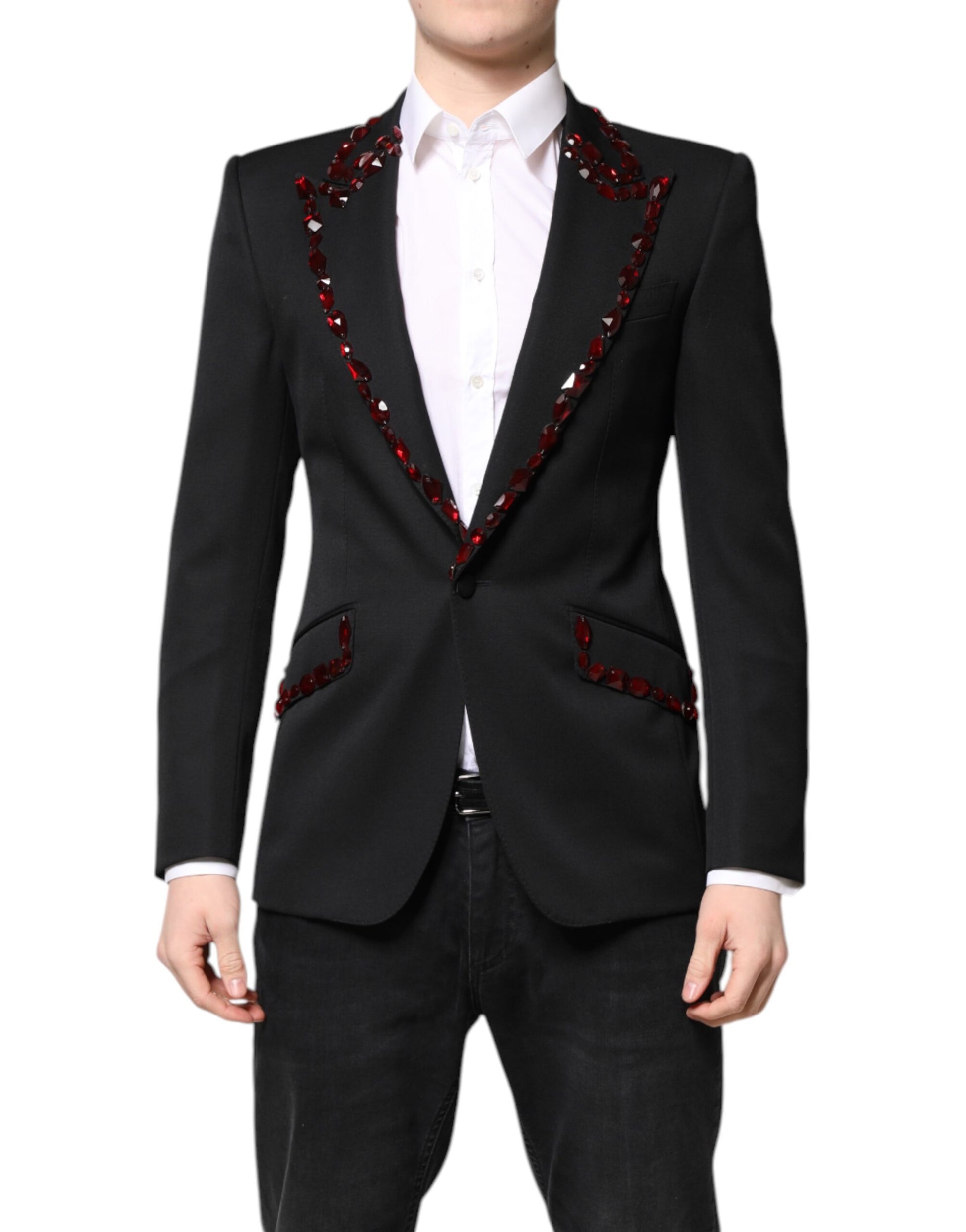 Dolce & Gabbana Black SICILIA Crystal-Embellished Coat Blazer