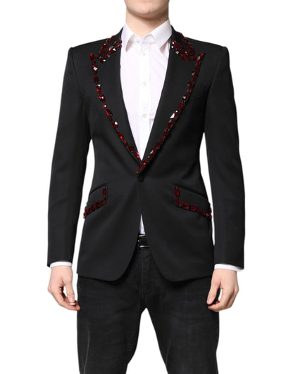 Dolce & Gabbana Black SICILIA Crystal-Embellished Coat Blazer