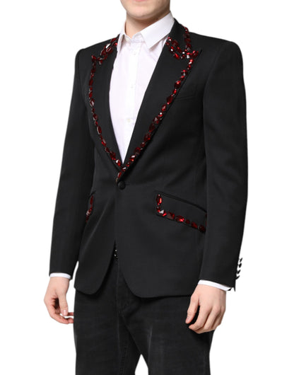 Dolce & Gabbana Black SICILIA Crystal-Embellished Coat Blazer
