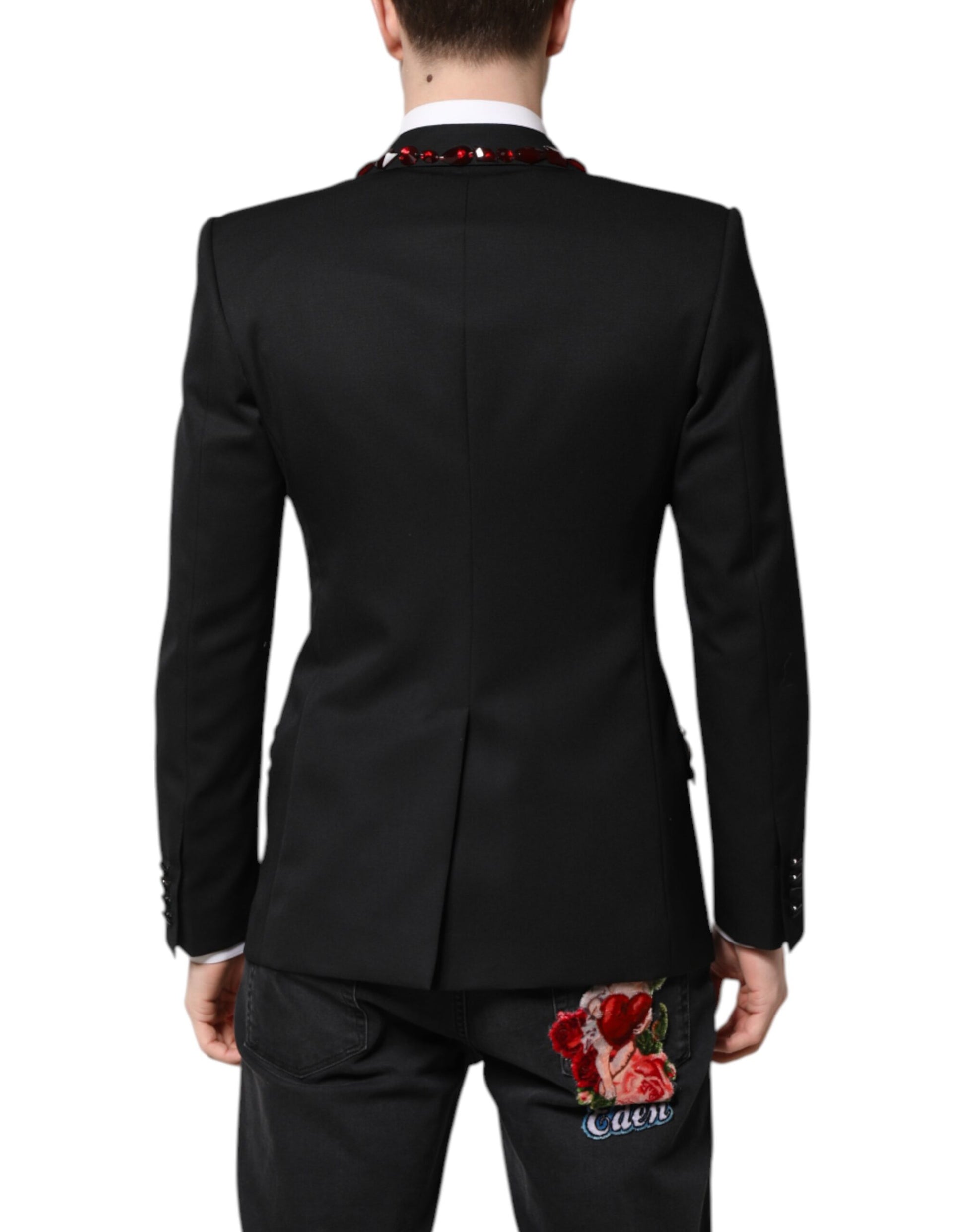 Dolce & Gabbana Black SICILIA Crystal-Embellished Coat Blazer
