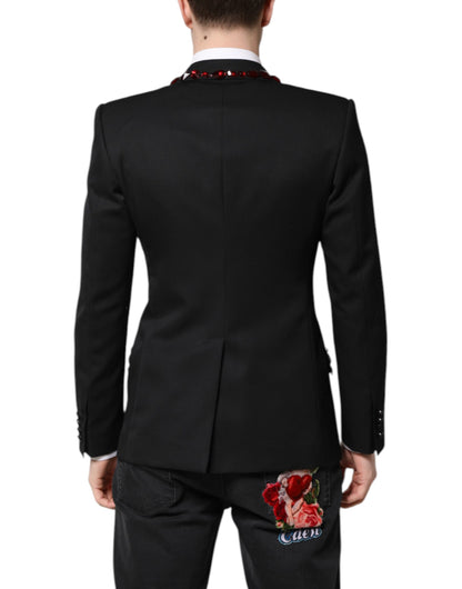 Dolce & Gabbana Black SICILIA Crystal-Embellished Coat Blazer