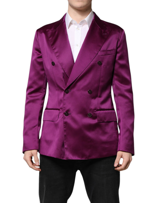 Dolce & Gabbana Purple Double Breasted Slim Fit Blazer Coat