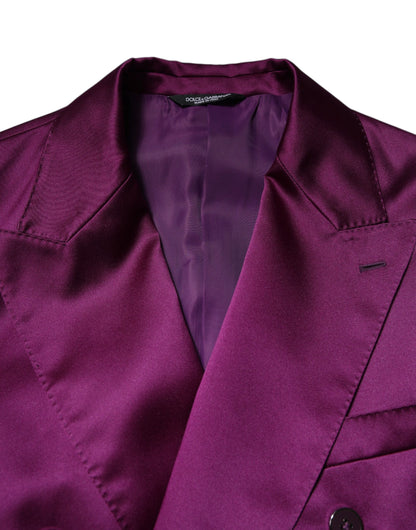 Dolce & Gabbana Purple Double Breasted Slim Fit Blazer Coat