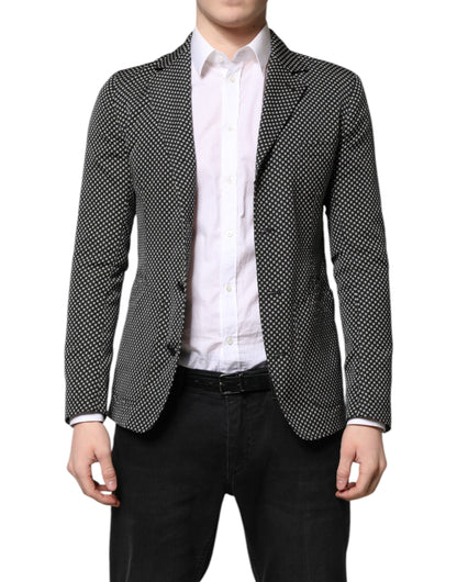 Dolce & Gabbana Black and White Patterned Men's Suit Coat Blazer