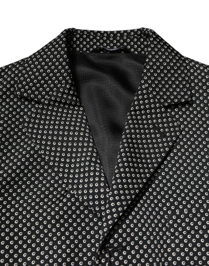 Dolce & Gabbana Black and White Patterned Men's Suit Coat Blazer