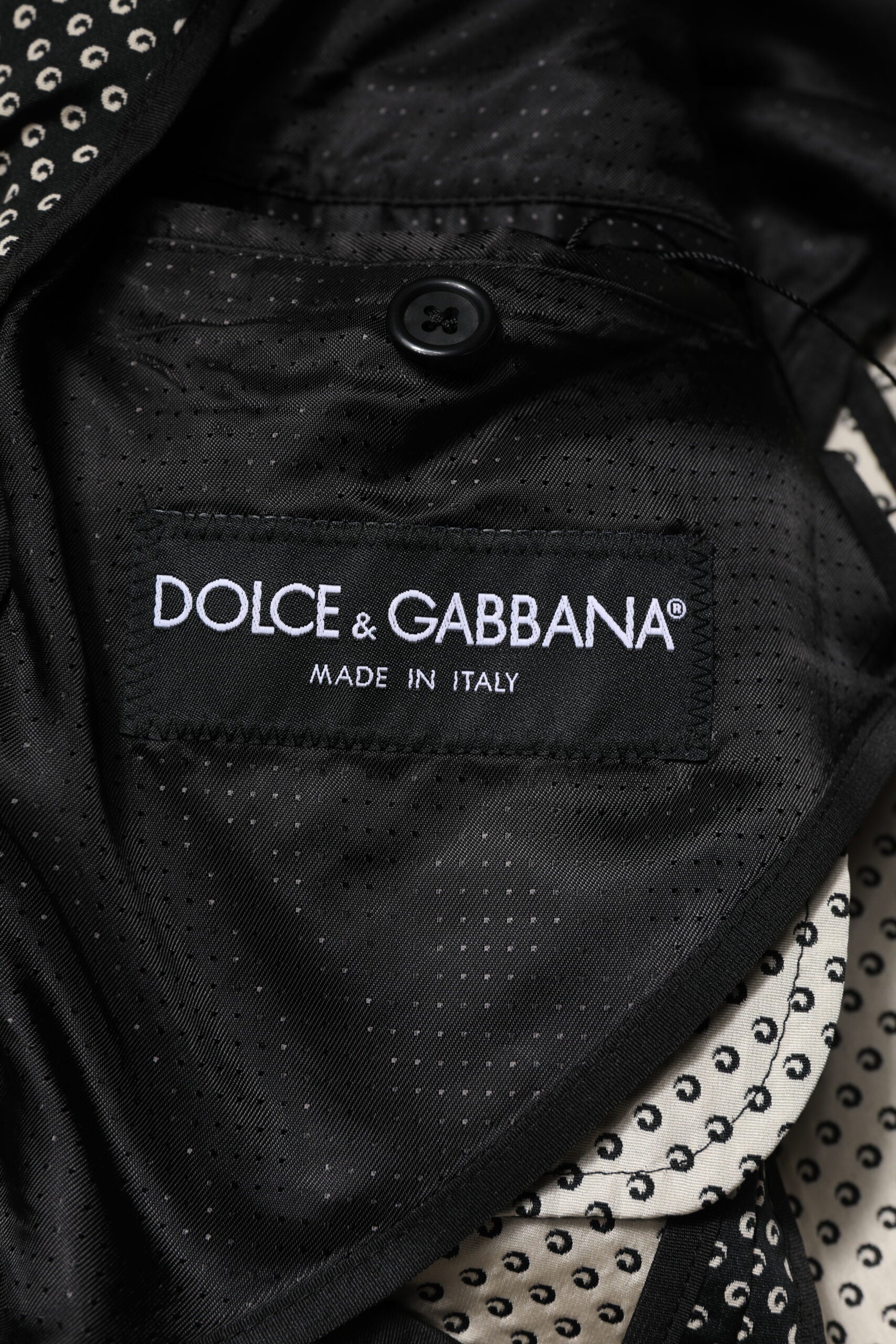 Dolce & Gabbana Black and White Patterned Men's Suit Coat Blazer