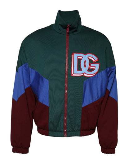 Dolce & Gabbana Multicolor Cotton Logo Full Zip Bomber Jacket