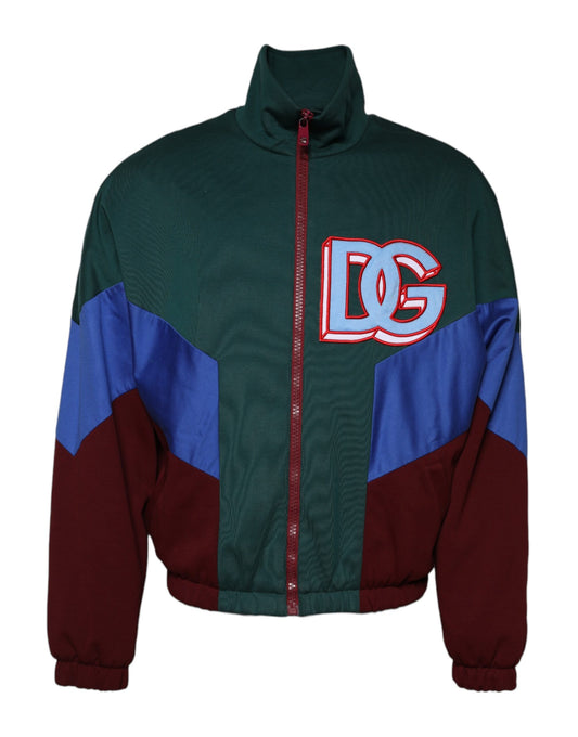 Dolce & Gabbana Multicolor Cotton Logo Full Zip Bomber Jacket