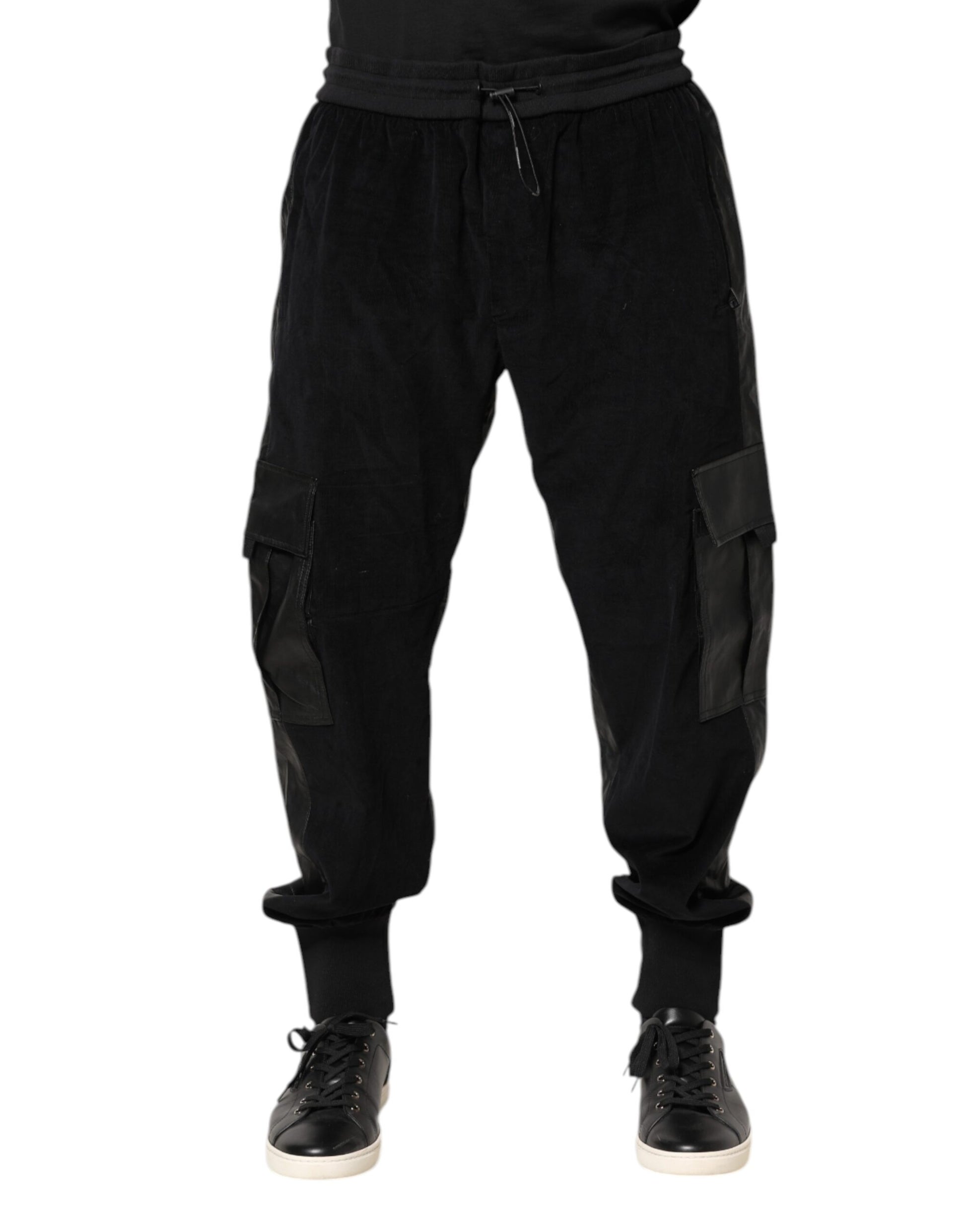 Dolce & Gabbana Black Cotton Cargo Jogger Sweatpants