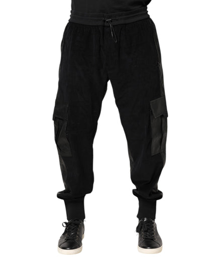 Dolce & Gabbana Black Cotton Cargo Jogger Sweatpants