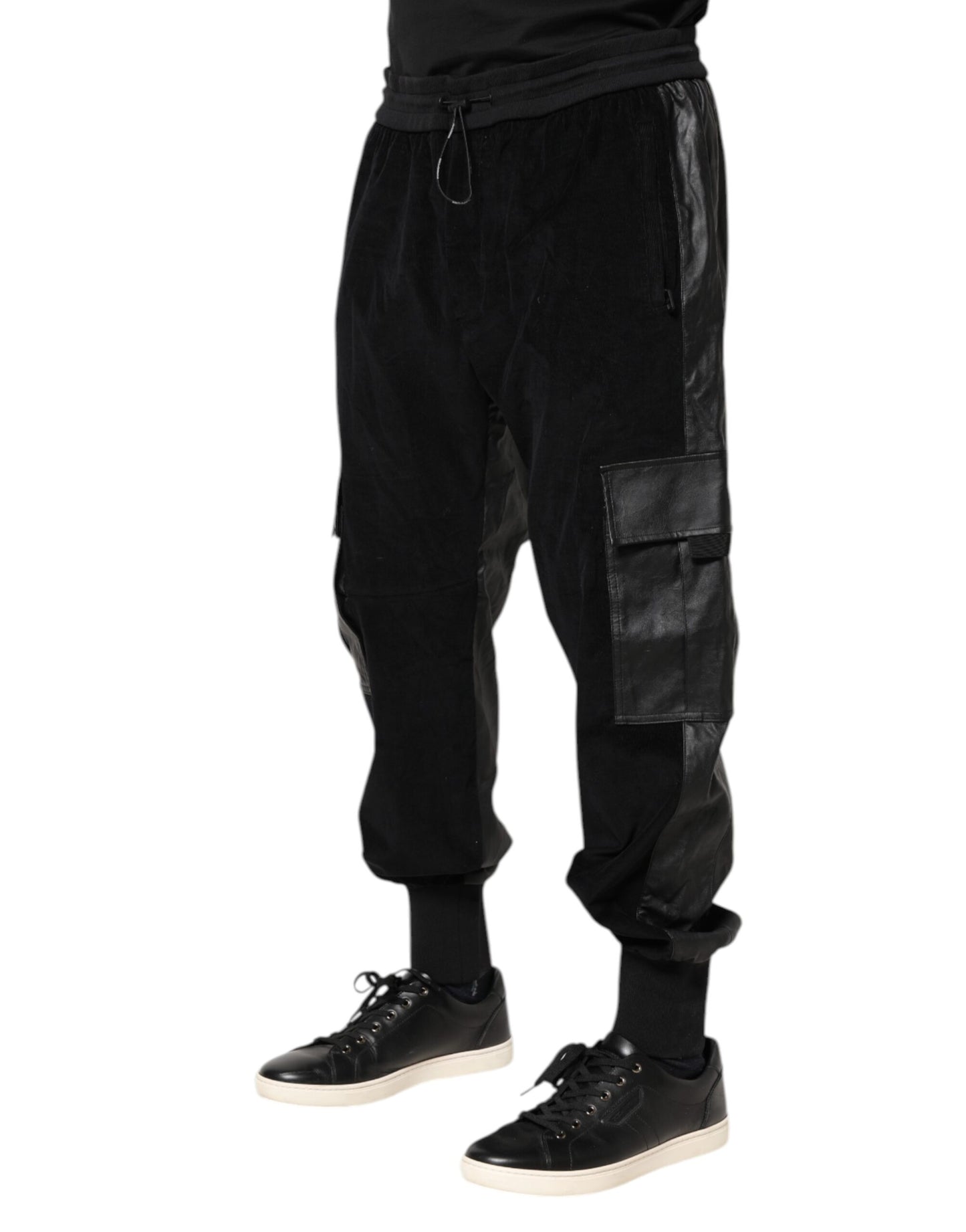 Dolce & Gabbana Black Cotton Cargo Jogger Sweatpants