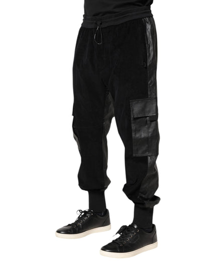Dolce & Gabbana Black Cotton Cargo Jogger Sweatpants