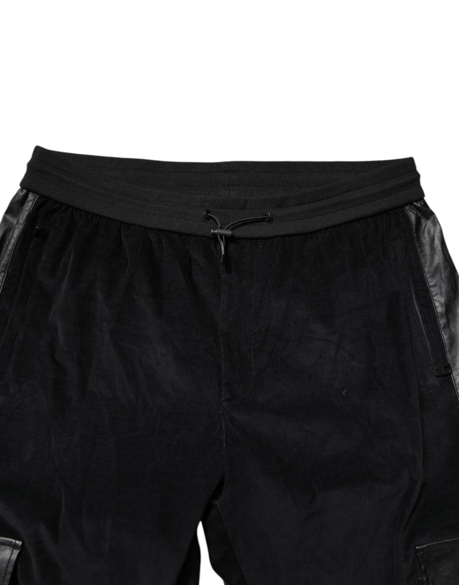 Dolce & Gabbana Black Cotton Cargo Jogger Sweatpants