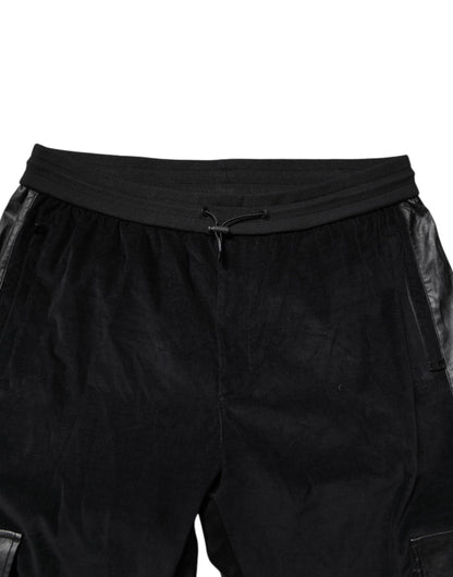 Dolce & Gabbana Black Cotton Cargo Jogger Sweatpants