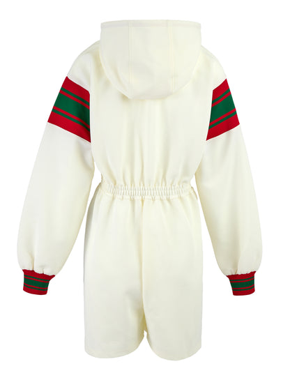 Gucci Cream Hooded Logo Sweat Playsuit