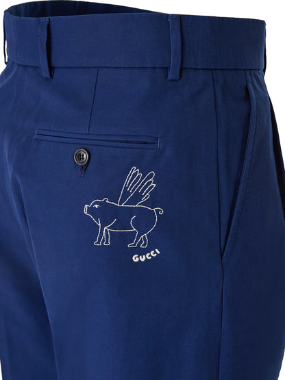 Gucci Blue Classic Cotton Pants - Crafted Italian Elegance
