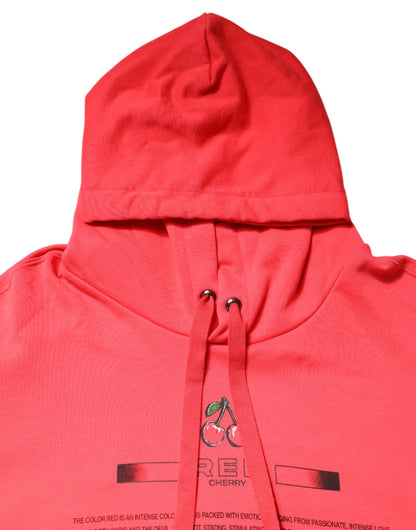 Dolce & Gabbana Red Logo Printed Hooded Sweatshirt