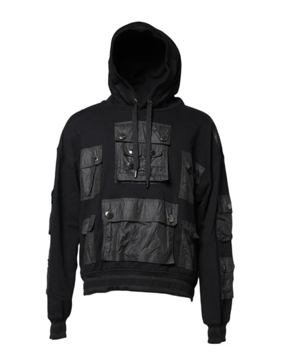 Dolce & Gabbana Black Cotton Hooded Sweatshirt