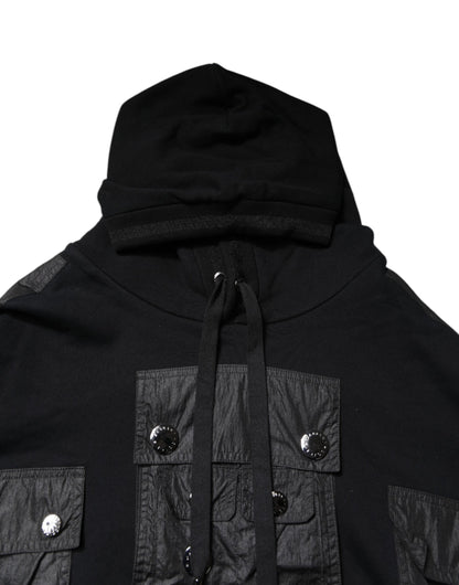 Dolce & Gabbana Black Cotton Hooded Sweatshirt