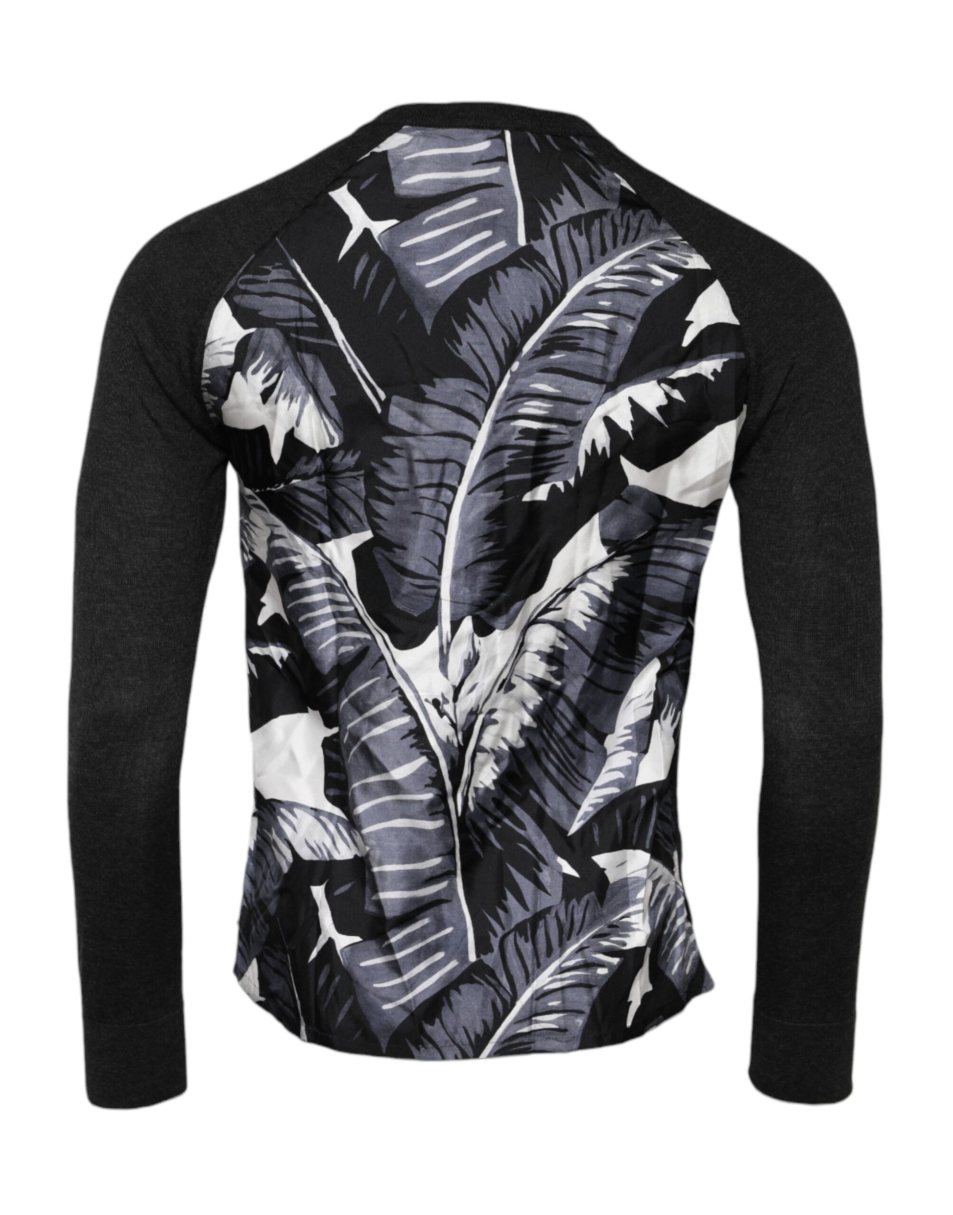 Dolce & Gabbana Black Printed Knitted Pullover Sweater