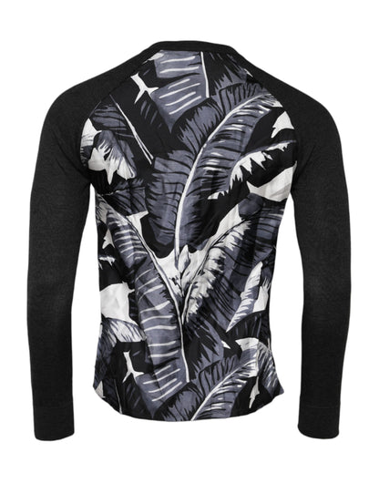 Dolce & Gabbana Black Printed Knitted Pullover Sweater